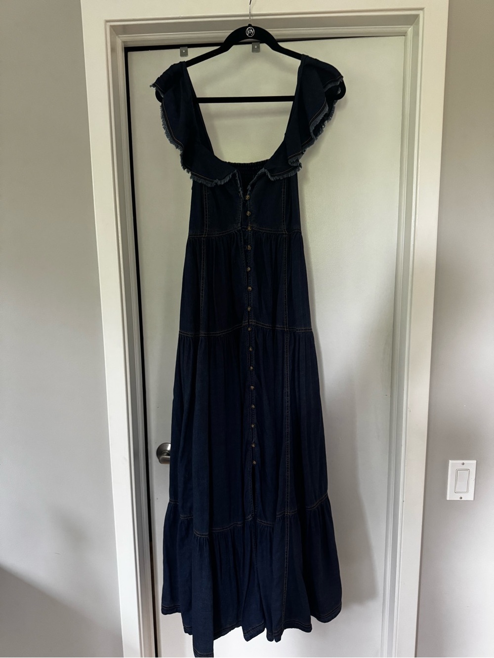 Pilcro Navy Denim Button-Front Ruffle Sundress - Picture 4 of 4
